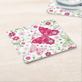 Floral White Pattern Kartonnen Onderzetters (Schuin)