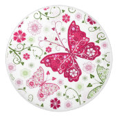 Floral White Pattern Keramische Knop (Voorkant)