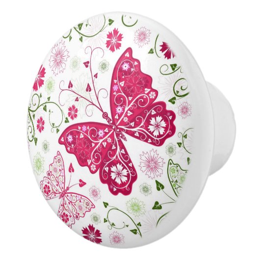 Floral White Pattern Keramische Knop (Rechts)