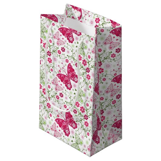 Floral White Pattern Klein Cadeauzakje (Voorkant Gekanteld)