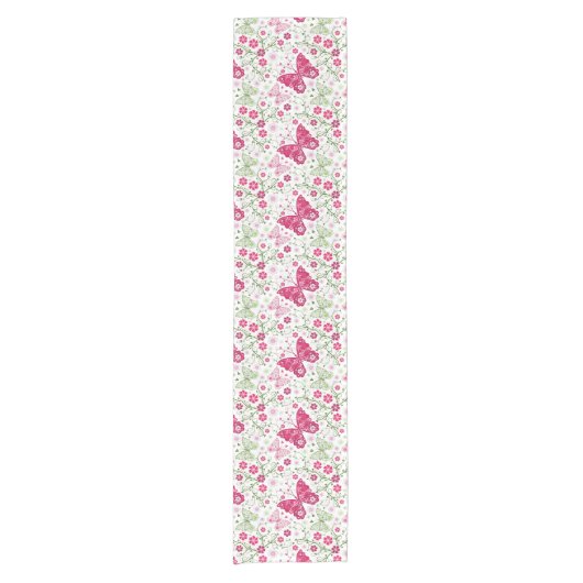 Floral White Pattern Korte Tafelloper (Voorkant)