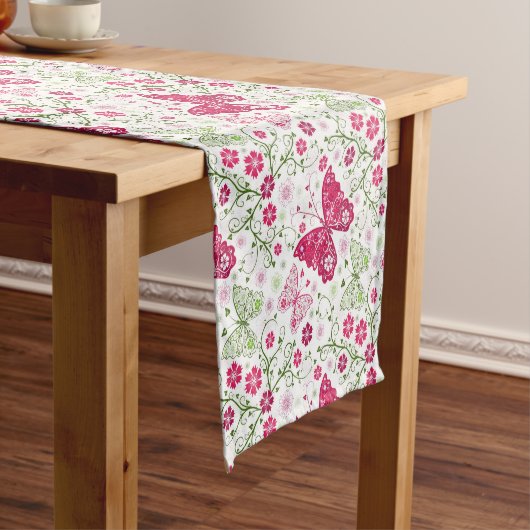 Floral White Pattern Korte Tafelloper (Voorbeeld)