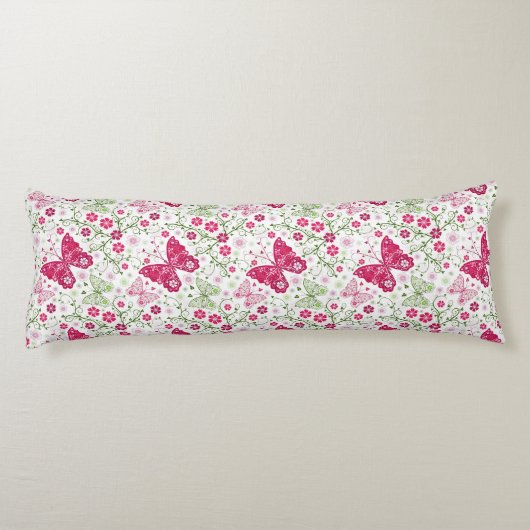 Floral White Pattern Lichaamskussen (Achterkant)