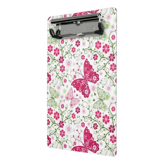 Floral White Pattern Mini Klembord (Angled2)