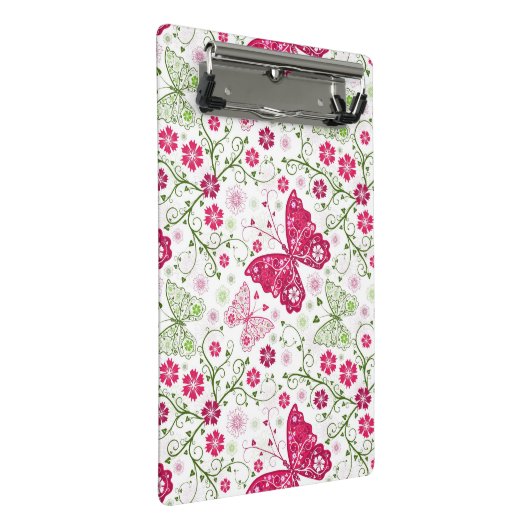 Floral White Pattern Mini Klembord (Schuin)