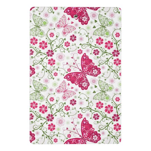 Floral White Pattern Mini Klembord (Achterkant)