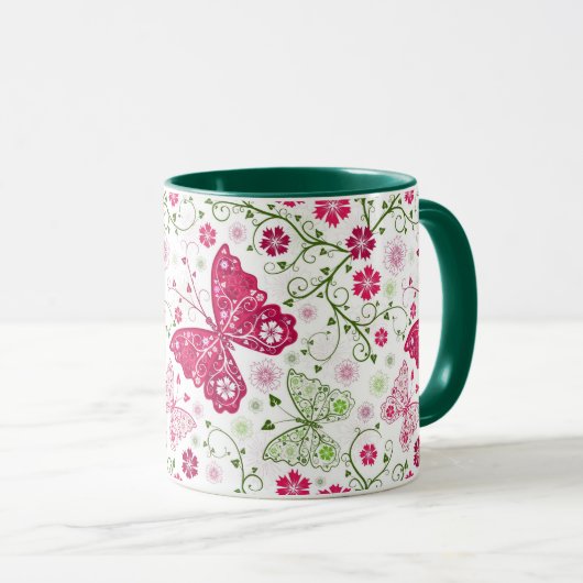 Floral White Pattern Mok (Voorkant rechts)