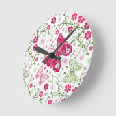 Floral White Pattern Ronde Klok (Hoek)