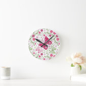 Floral White Pattern Ronde Klok (Huis)