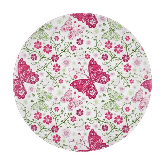 Floral White Pattern Snijplank (Voorkant)