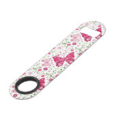Floral White Pattern Speed Flessenopener (Achterkant Gekanteld)