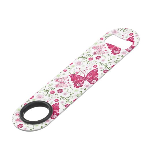 Floral White Pattern Speed Flessenopener (Achterkant Gekanteld)