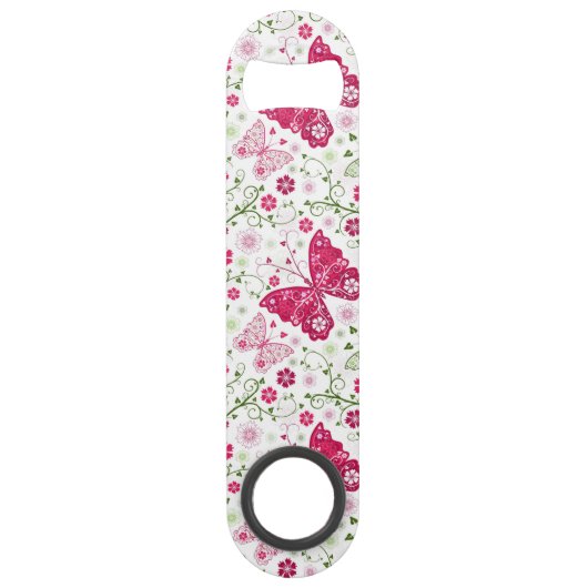 Floral White Pattern Speed Flessenopener (Voorkant)