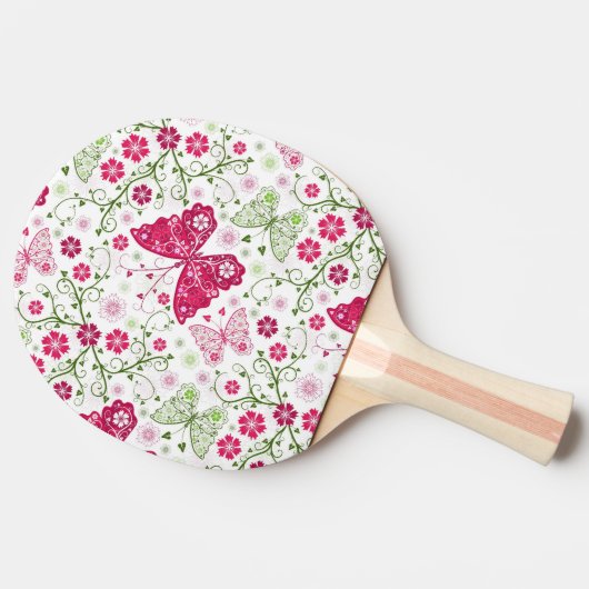 Floral White Pattern Tafeltennisbatje (Zijkant)