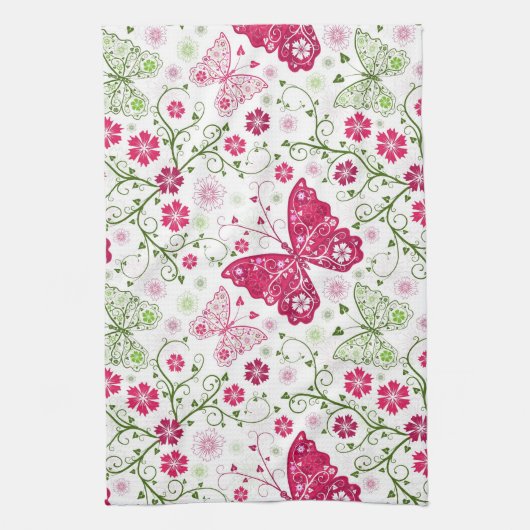 Floral White Pattern Theedoek (Verticaal)