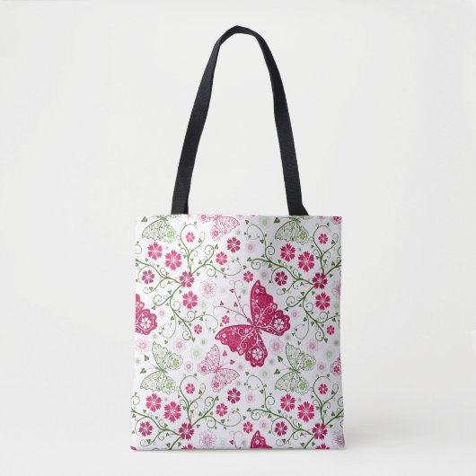 Floral White Pattern Tote Bag (Voorkant)