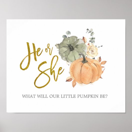 Floral White Pumpkin Gender onthult hem of zij Poster (Voorkant)