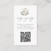 Floral White Pumpkin QR Code Baby Registry Informatiekaartje (Voorkant)