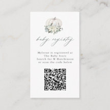 Floral White Pumpkin QR Code Baby Registry