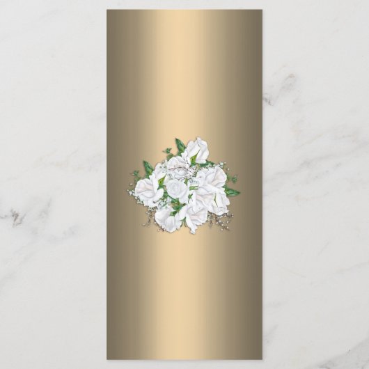 Floral White Rose Bouquet op Bronze Wedding Menu (Achterkant)