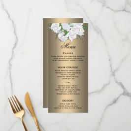Floral White Rose Bouquet op Bronze Wedding Menu