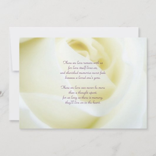 Floral White Rose Funeral of Memorial Aankondiging (Achterkant)