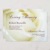 Floral White Rose Funeral of Memorial Aankondiging (Voorkant / Achterkant)