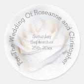 Floral White Rose Wedding Ronde Sticker (Voorkant)