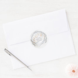 Floral White Rose Wedding Ronde Sticker
