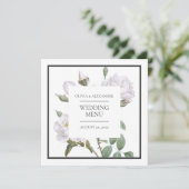 Floral White Roses Elegant Wedding Flat Menu (Staand voorkant)
