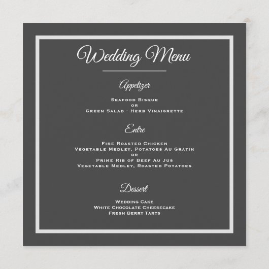 Floral White Roses Elegant Wedding Flat Menu (Achterkant)