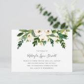 Floral White Roses Greenery Funeral Sympathie Bedankkaart (Staand voorkant)