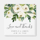 Floral White Roses Greenery Wedding Favor Magneet (Voorkant)