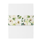 Floral White Roses Waterverf Elegant Wedding Uitnodigingen Wikkel (Achterkant Voorbeeld)