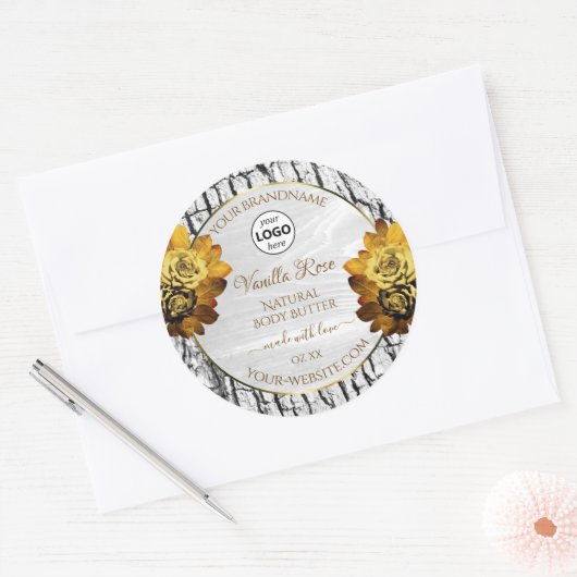 Floral White Tree Bark Grain Product Labels Logo (Envelop)