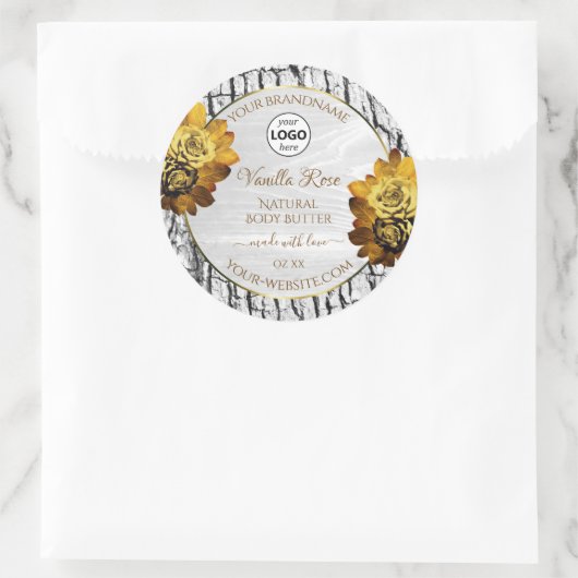 Floral White Tree Bark Grain Product Labels Logo (Tas)