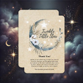 Floral White Twinkle Little Star Baby shower Bedankkaart