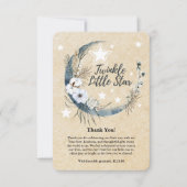 Floral White Twinkle Little Star Baby shower Bedankkaart (Voorkant)