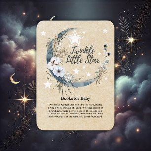 Floral White Twinkle Little Star Baby shower Informatiekaartje
