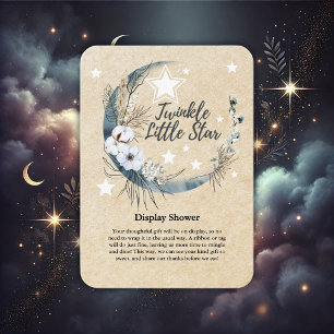 Floral White Twinkle Little Star Baby shower Informatiekaartje