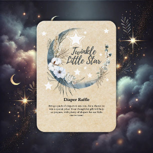 Floral White Twinkle Little Star Baby shower Informatiekaartje
