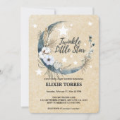 Floral White Twinkle Little Star Baby shower Kaart (Voorkant)