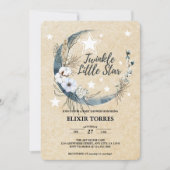 Floral White Twinkle Little Star Baby shower Kaart (Voorkant)