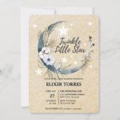 Floral White Twinkle Little Star Baby shower Kaart (Voorkant)
