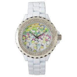 Floral White Watch (Floating) Horloge