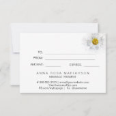 *~* Floral White Waterverf Daisy Heart Minimalist (Achterkant)