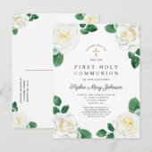 Floral White Waterverf Rozen Girl First Community Uitnodiging Briefkaart (Voorkant / Achterkant)