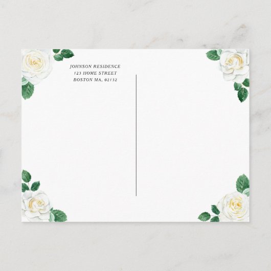 Floral White Waterverf Rozen Girl First Community Uitnodiging Briefkaart (Achterkant)
