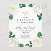 Floral White Waterverf Rozen Girl First Community Uitnodiging Briefkaart (Voorkant)