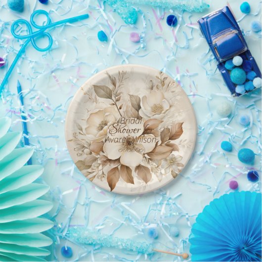 Floral White Waterverf Vrijgezellenfeest Papieren Bordje (Feest)